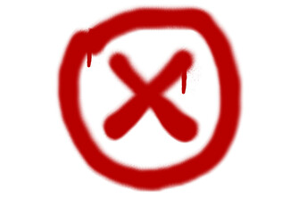 Red Spray Paint X Mark Graffiti on Transparent Background - Cross Symbol with Dripping Paint Effect for Urban Art and Design Projects, Vector Illustration