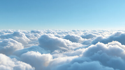 Fototapeta premium A stunning view of fluffy white clouds against a clear blue sky, showcasing the beauty of nature and the vastness of the atmosphere.