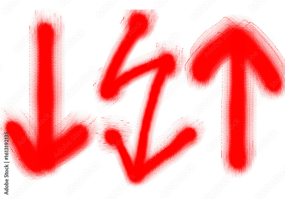 Poster dynamic red arrow graffiti set on transparent background a collection of directional symbols with sp
