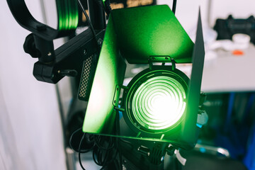 Powerful green light source. Continuous light spotlight. Professional stage monoblock with...