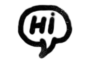 Graffiti Style Hi Speech Bubble on Transparent Backdrop Expressive Urban Art with Spray Paint Effect Message Communication Design Element for Modern Visuals