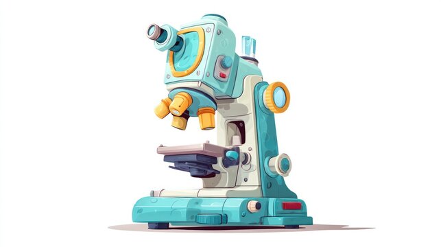 Colorful cartoon microscope illustration