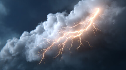 Dramatic lightning striking through dark clouds, capturing the raw power of nature in a stunning display of electric energy.