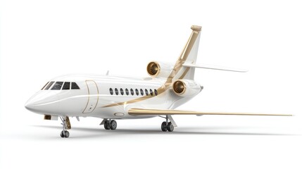 Fototapeta premium Luxury white jet with gold accents