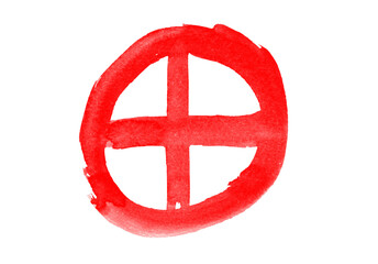 Red Earth Symbol on Transparent Backdrop A Hand Drawn Globe Cross for Cartography, Geography, and Environmental Themes with a Grunge Artistic Style