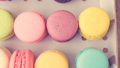 Obraz premium Colorful Macarons in a White Box.