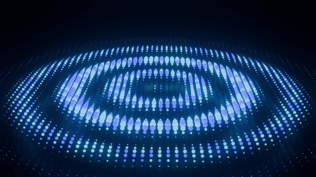 Glowing Sphere Particles Reacting to Sound. Audio Waveform Animation. 4K
