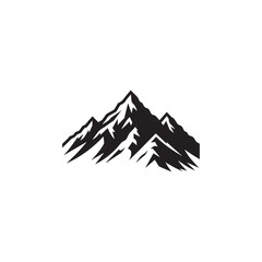  Mountain silhouette black and white vector icon