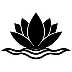 A lotus flower icon floating on water