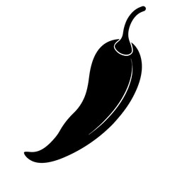 Silhouette of a chili pepper with curved stem