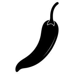Silhouette of a chili pepper with curved stem