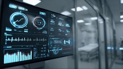 Medical monitoring dashboard displaying health data in hospital   - Powered by Adobe