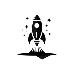 Flat rocket logo symbolizing startup launch