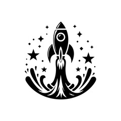 Flat rocket logo symbolizing startup launch