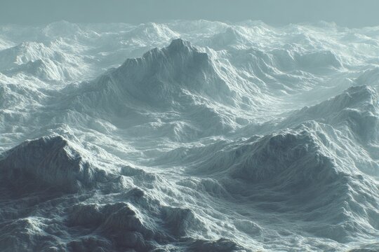 Vast, icy mountainscape, muted tones