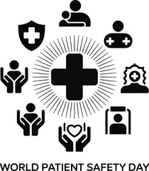 patient care, medical vector, black silhouette, EPS vector, healthcare icon, medical protection, hospital icon, health awareness