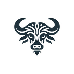Flat silhouette of a tribal buffalo head