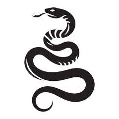 Minimal Black Snake Silhouette Vector