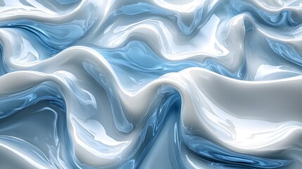 Fototapeta premium Glossy blue and white fluid abstraction