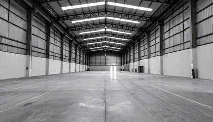 Empty Industrial Warehouse Interior.