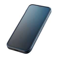 Modern smartphone with dark screen isolated on transparent background