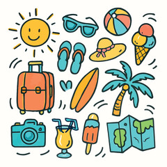 summer icons set