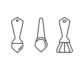 paint brush and bristle icons set