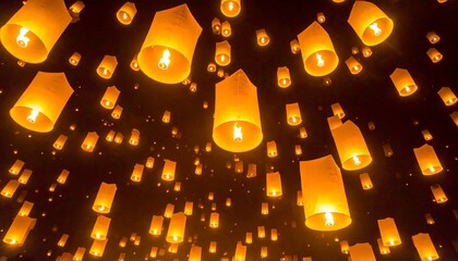 Floating lanterns at night festival.