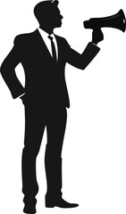 Obraz premium Corporate Leader with Megaphone Silhouette Design