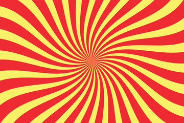 Intense red and yellow hypnotic spiral background with tight swirl motion. Ideal for psychedelic art, comic book themes, retro visuals, or abstract eye-catching posters and designs.