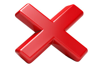 Obraz premium Glossy red x mark symbol against black background