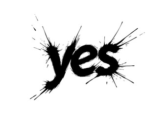 Ink splash design featuring the word "Yes" for affirmation and agreement themes