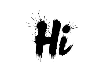 Ink splash design featuring the word "Hi!" for greetings and friendly themes