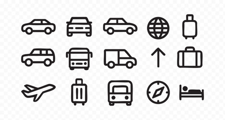 Car and bus icon set illustration design 