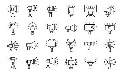 Collection of Glowing Digital Marketing, Communication, and Business Icons
