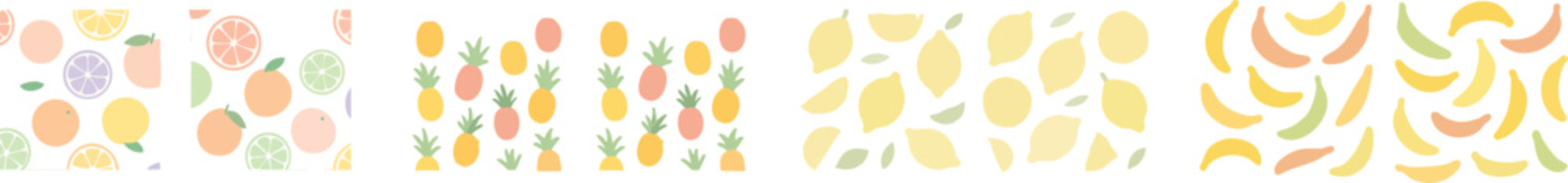 Fototapeta Collection of seamless patterns with abstract minimalist fruits.