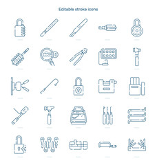 Locksmith stroke icon. Locksmith line icon set. editable stroke icon pack