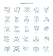 Mentorship stroke icon. Mentorship line icon set. editable stroke icon pack