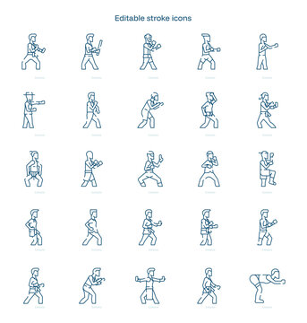 Martial arts stroke icon. Martial arts line icon set. editable stroke icon pack