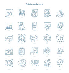 Mentorship stroke icon. Mentorship line icon set. editable stroke icon pack