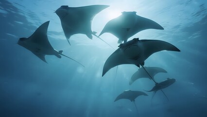 Underwater Ocean Scene with Marine Life and Seascape Elements