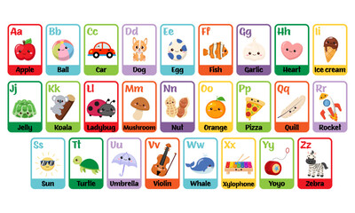 Cute alphabet flash cards collection for preschool learning