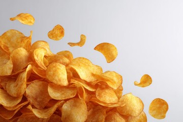 Gold chips, a pile on a white background. Generative AI