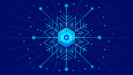Blue Fractal Digital Web Matrix Symmetry Design