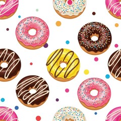 Sweeten your designs with this fun colorful donut pattern, perfect for food packaging or bakery promotions