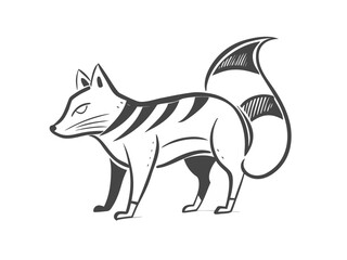 Fototapeta premium Stylized Black Cat Silhouette with Outline Details