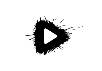 Ink splash design of a play button for multimedia and entertainment themes
