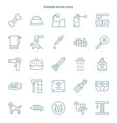 Pets stroke icon. Pets line icon set. editable stroke icon pack