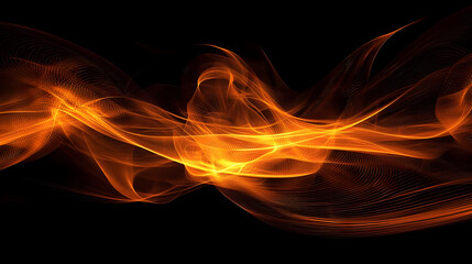 Abstract fire-like waves flowing against a dark backdrop.  Intricate, glowing orange streaks creating a dynamic, ethereal effect
