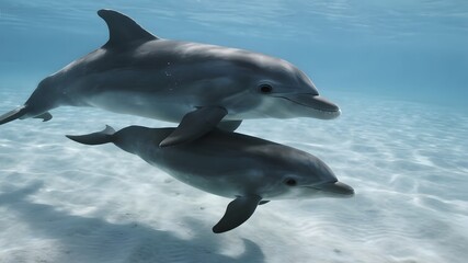 Fototapeta premium Underwater Ocean Scene with Marine Life and Seascape Elements